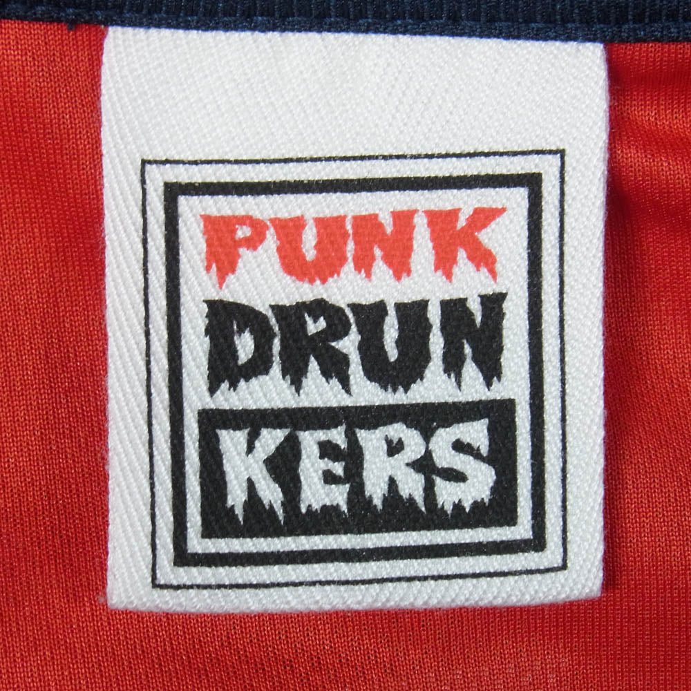 PUNK DRUNKERS パンクドランカーズ AITU フロント バック プリント フットボール Tシャツ 五分丈袖 レッド系 L【中古】