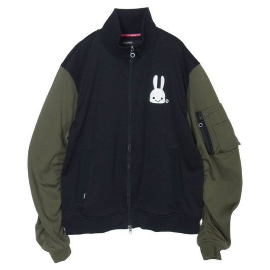 キューン 17AW AM100T26 MA-1 フロント バック プリント ジップアップ トラック ジャケット ジャージ ブルゾン ブラック系 カーキ系 3【中古】