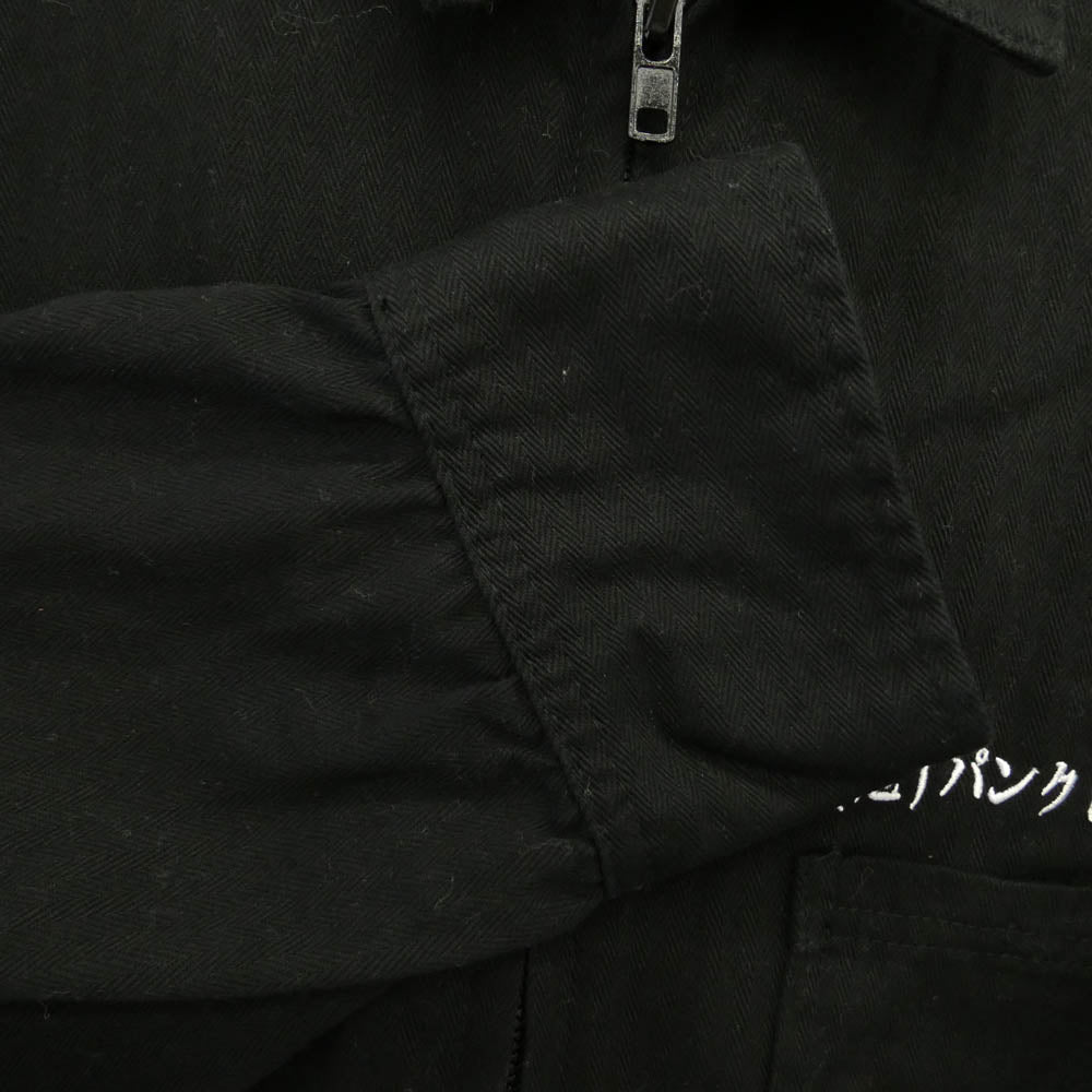 PUNK DRUNKERS パンクドランカーズ ワッペン バックプリント ロゴ 刺繍 オールインワン ツナギ ブラック系 L【中古】