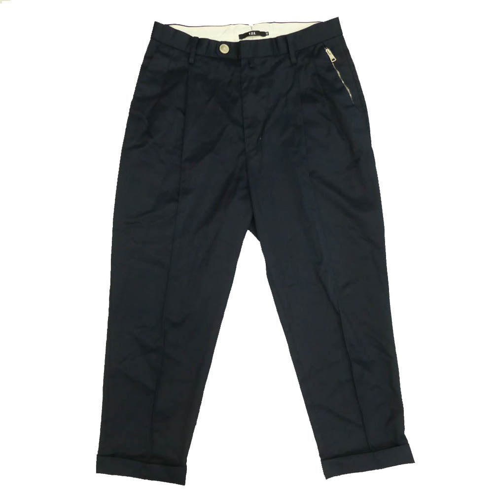 ワイオーエヌ 18AW YON18AW-JK003 YON-TROUSERS-01 マーセライズド テーラードジャケット スタンダード トラウザーズ パンツ セットアップ ネイビー系 48【中古】