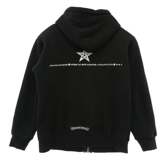 CHROME HEARTS クロムハーツ（原本無） Star Zip Hoodie スター プリント 裏サーマル ダガー ジップアップ パーカー スウェット フーディー ブラック系 M【中古】