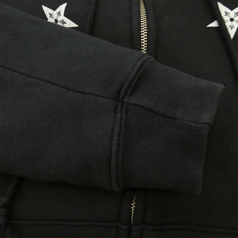 CHROME HEARTS クロムハーツ（原本無） Star Zip Hoodie スター プリント 裏サーマル ダガー ジップアップ パーカー スウェット フーディー ブラック系 M【中古】