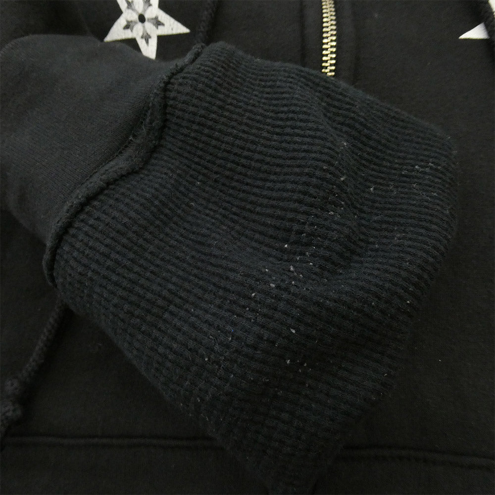 CHROME HEARTS クロムハーツ（原本無） Star Zip Hoodie スター プリント 裏サーマル ダガー ジップアップ パーカー スウェット フーディー ブラック系 M【中古】