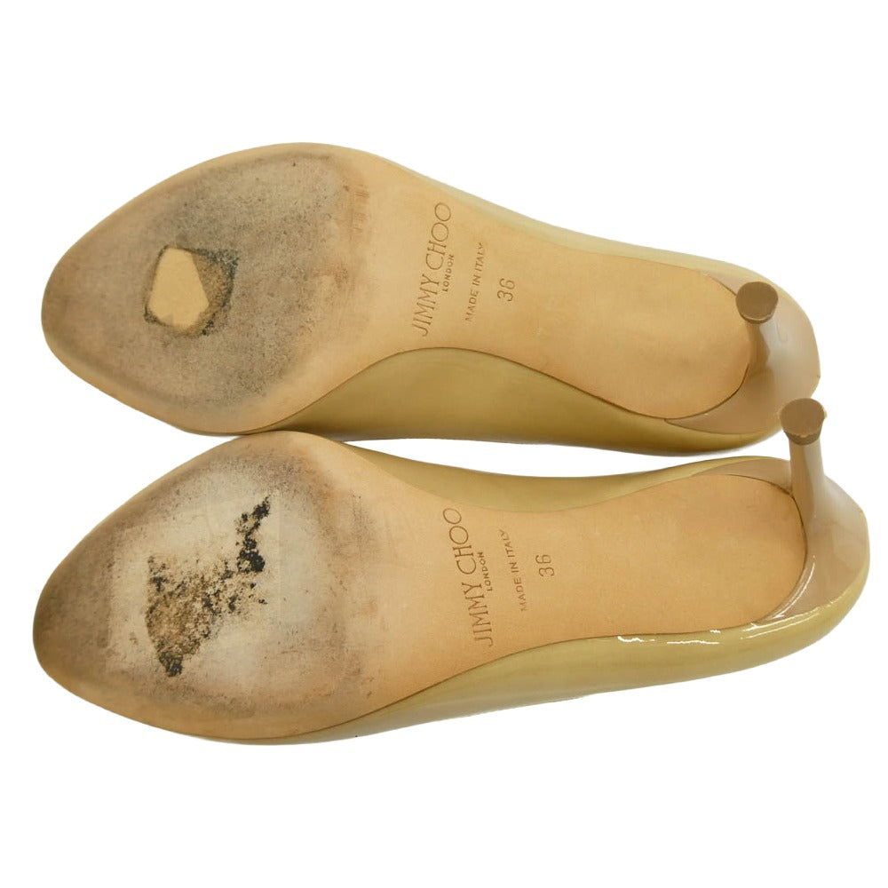 JIMMY CHOO ジミーチュウ エナメル ハイヒール パンプス ベージュ系 36【中古】