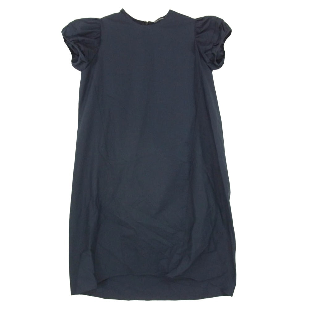 YOKO CHAN ヨーコチャン YCD-220-586 Back Gathered Cotton Dress バック ギャザード コットン ドレス パフスリーブ ワンピース ネイビー系 36【中古】