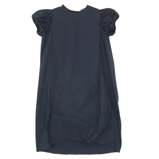 YOKO CHAN ヨーコチャン YCD-220-586 Back Gathered Cotton Dress バック ギャザード コットン ドレス パフスリーブ ワンピース ネイビー系 36【中古】