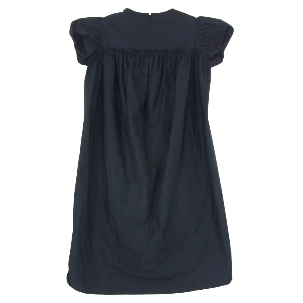 YOKO CHAN ヨーコチャン YCD-220-586 Back Gathered Cotton Dress バック ギャザード コットン ドレス パフスリーブ ワンピース ネイビー系 36【中古】