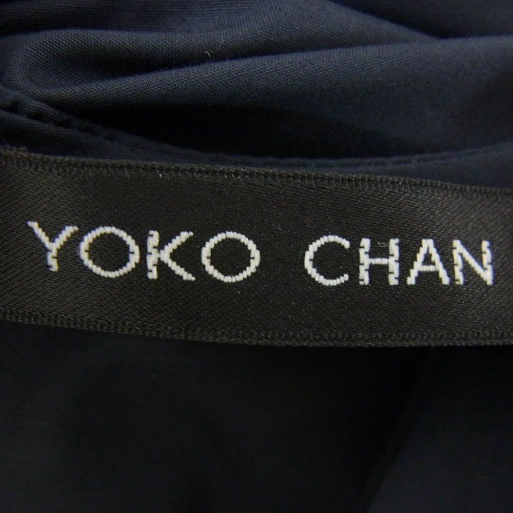 YOKO CHAN ヨーコチャン YCD-220-586 Back Gathered Cotton Dress バック ギャザード コットン ドレス パフスリーブ ワンピース ネイビー系 36【中古】