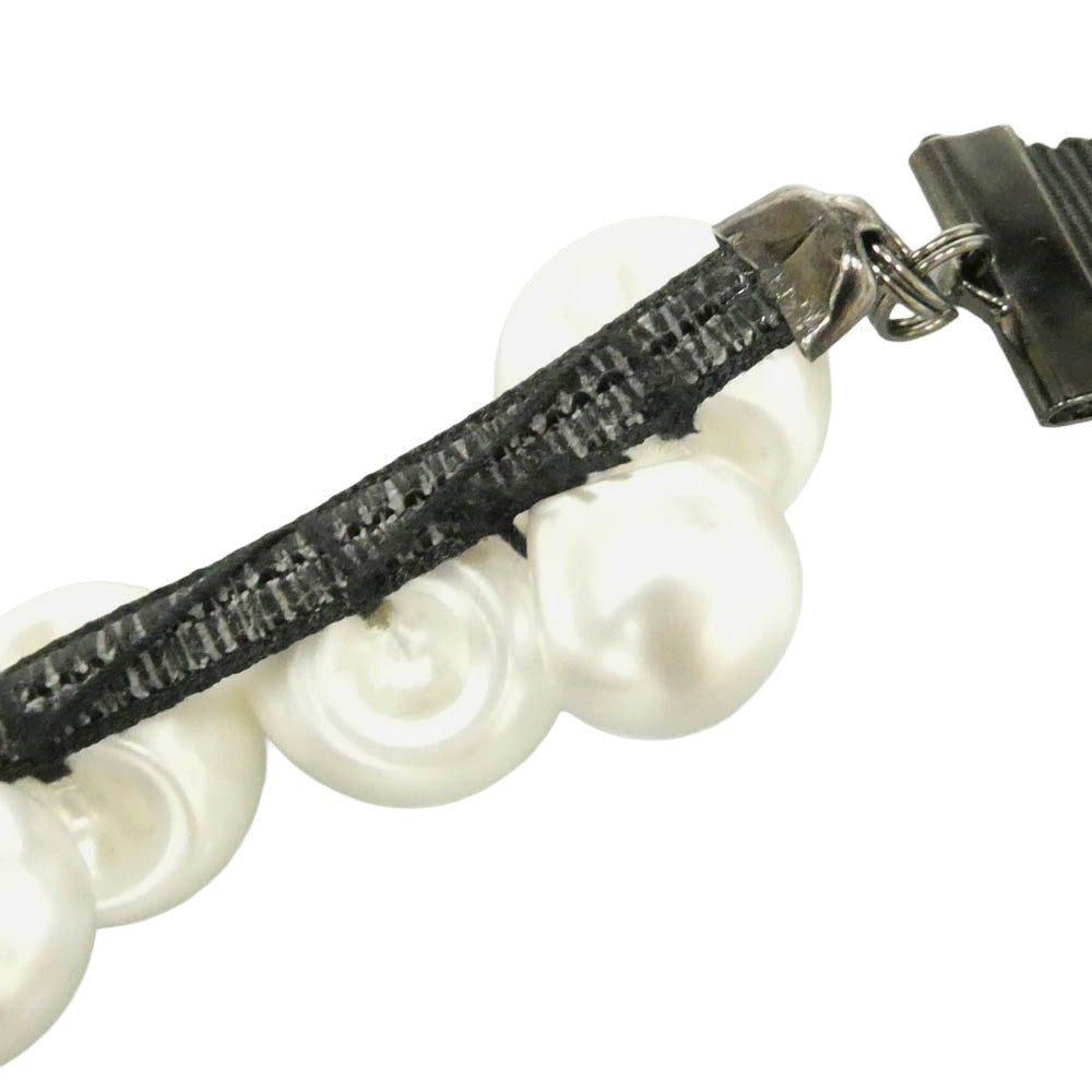 YOKO CHAN ヨーコチャン YJA-119-002 シンセティックパール アシンメトリー リボン パールネックレス ブラック系【極上美品】【中古】