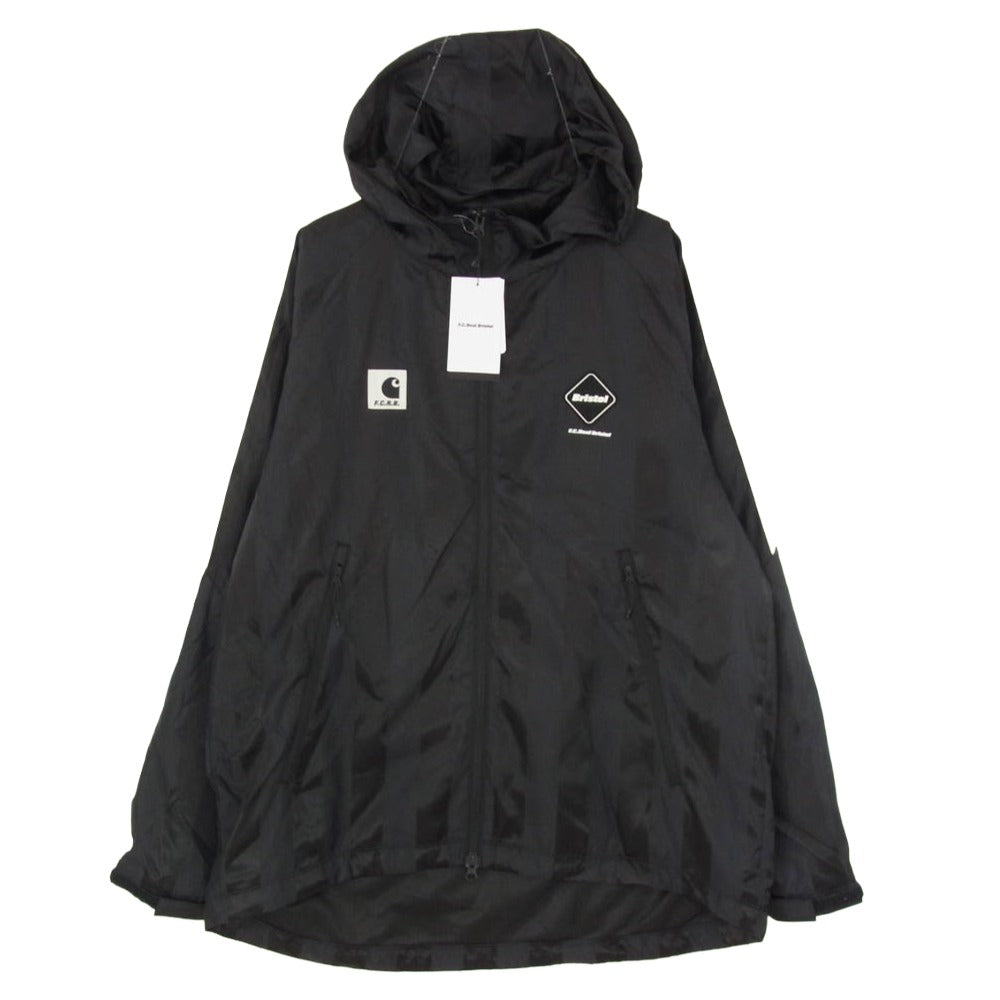 F.C.R.B. エフシーアールビー Carhartt カーハート 26SS FCRB-260121 × Carhartt WIP WARM-UP JACKET カーハート ワークインプログレス ナイロン フーデッド ウォームアップ ジャケット ブラック系 L【新古品】【未使用】【中古】