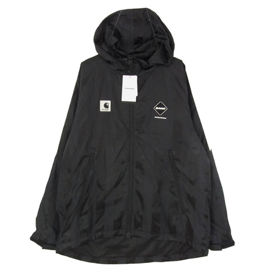 F.C.R.B. エフシーアールビー Carhartt カーハート 26SS FCRB-260121 × Carhartt WIP WARM-UP JACKET カーハート ワークインプログレス ナイロン フーデッド ウォームアップ ジャケット ブラック系 L【新古品】【未使用】【中古】