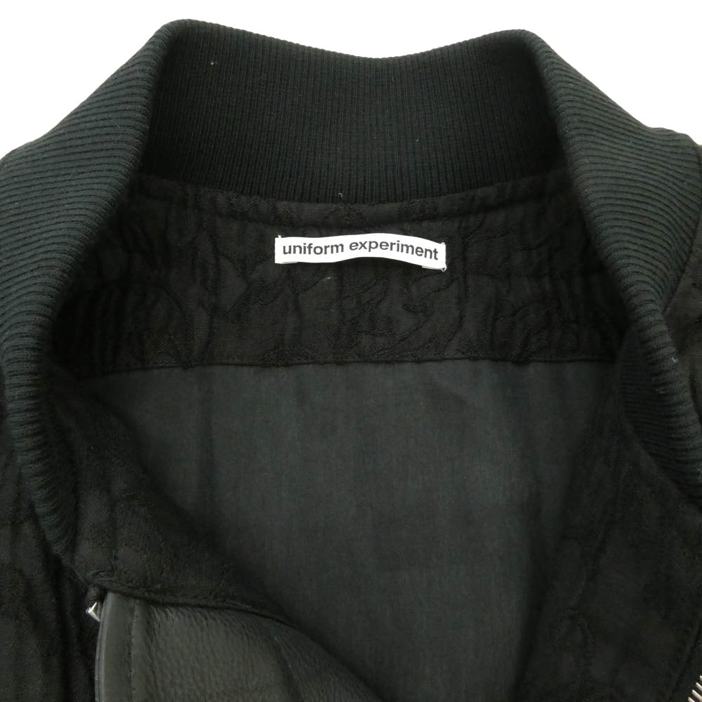 uniform experiment ユニフォームエクスペリメント 26SS UE-260022 JACQUARD SHORT BLOUSON ボタニカル 総柄 ジャカード ショート フライトブルゾン ブラック系 2【新古品】【未使用】【中古】
