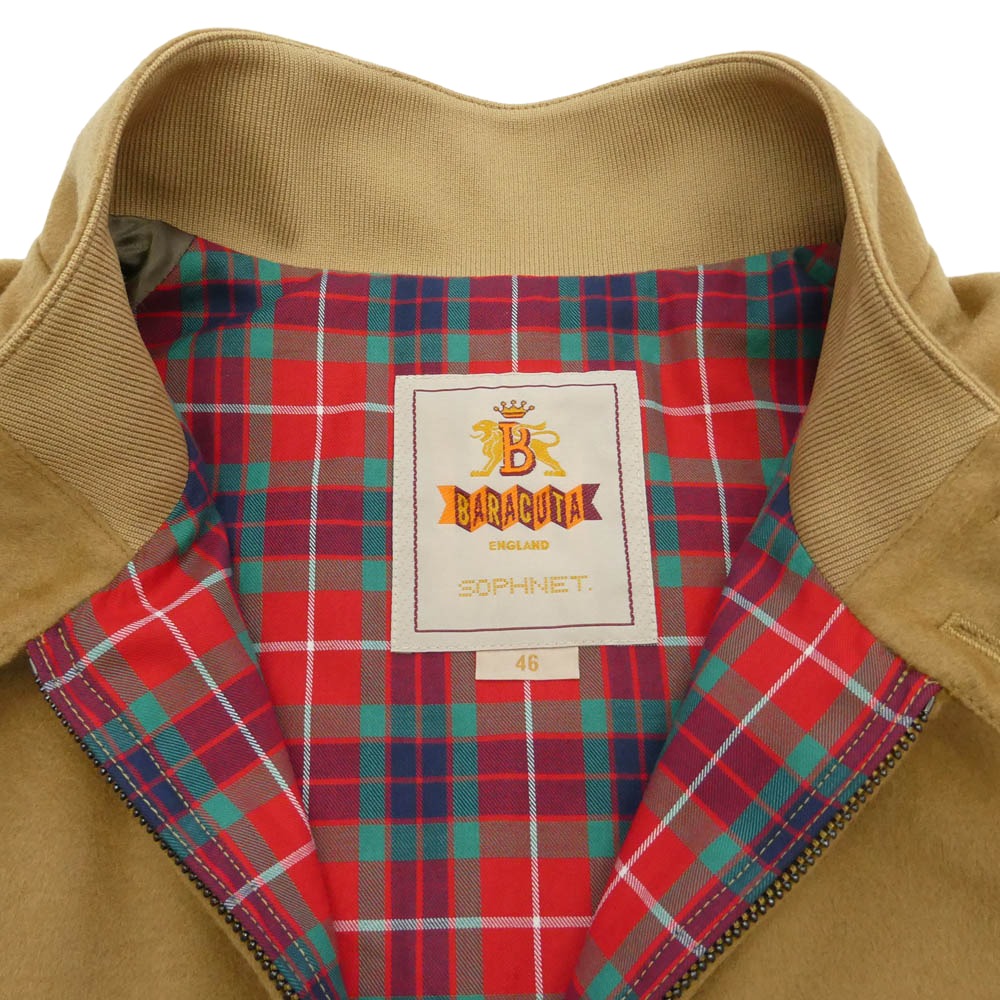 SOPHNET. ソフネット BARACUTA バラクータ 25AW SPNT-252104 × BARACUTA G9 CASHMERE CAMEL バラクータ カシミヤ ラグランスリーブ ハリントンジャケット ブラウン系 46【新古品】【未使用】【中古】