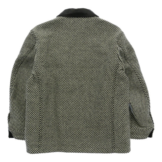 SOPHNET. ソフネット 25AW SPNT-252006 × Kvadrat LEATHER COLLAR COVERALL Sisu クヴァドラ 襟レザー カバーオール ウール ジャケット ブラック系 ホワイト系 1【美品】【中古】