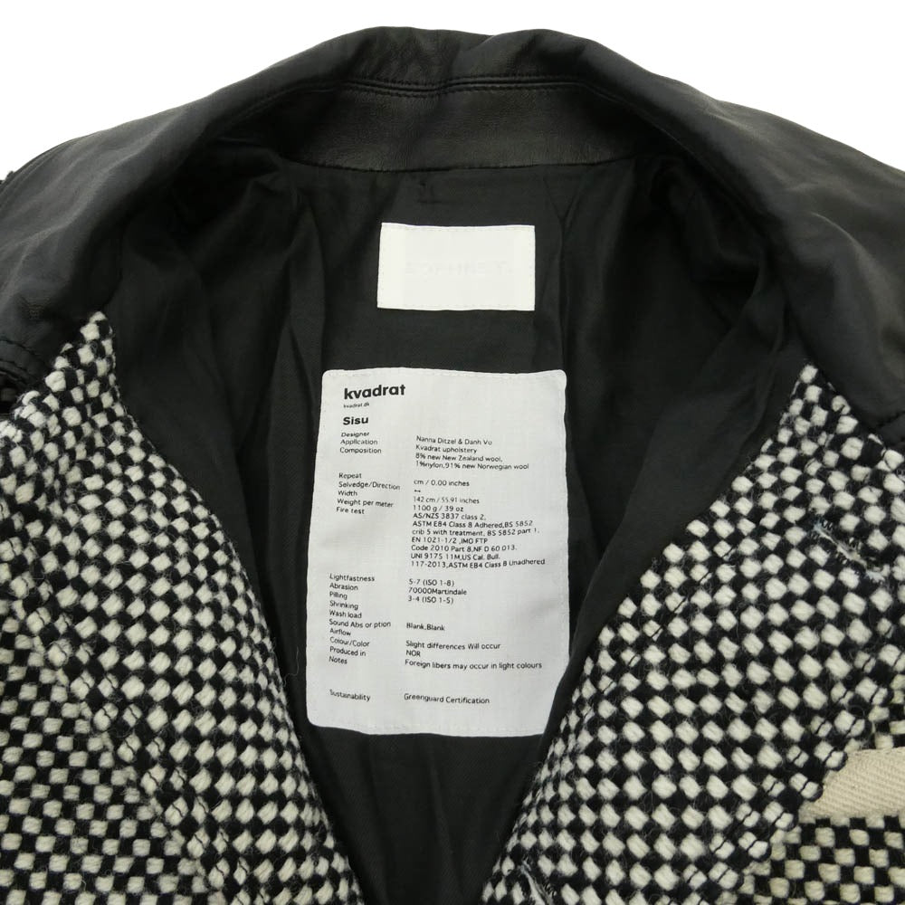 SOPHNET. ソフネット 25AW SPNT-252006 × Kvadrat LEATHER COLLAR COVERALL Sisu クヴァドラ 襟レザー カバーオール ウール ジャケット ブラック系 ホワイト系 1【美品】【中古】
