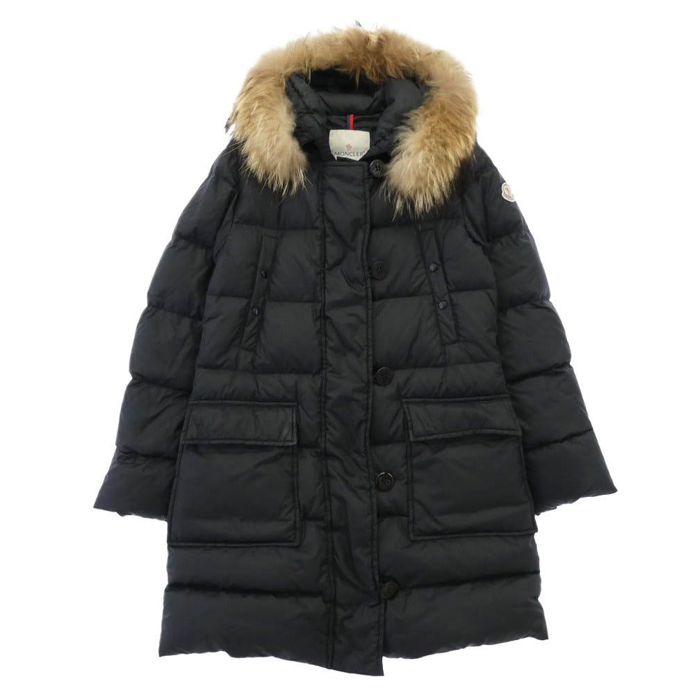MONCLER モンクレール 49301 91 68959 MESSINA メッシーナ 着脱可能ファーフード付 ロング ダウン ジャケット ダウンコート ブラック系【中古】