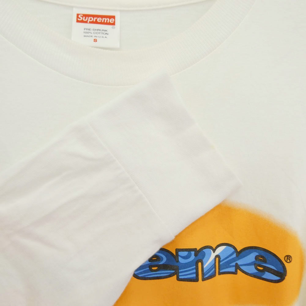 Supreme シュプリーム 18SS Ripple L/S Tee ロゴ プリント ロングスリーブ Tシャツ 長袖 カットソー ホワイト系 S【中古】