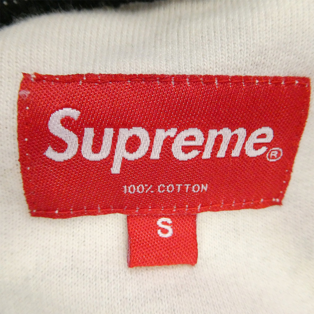 Supreme シュプリーム 17AW Shadow Plaid Hooded L/S Top チェック 切替 刺? ロゴ プルオーバー パーカー ベージュ系 ブラック系 S【中古】