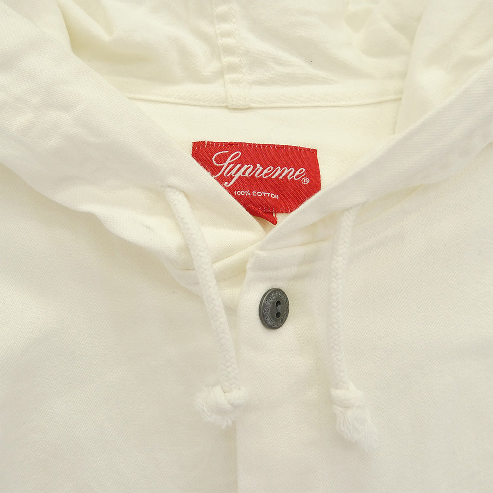 Supreme シュプリーム 17SS Hooded Shirt ロゴ コットン フーデッド 長袖 シャツ ホワイト系 S【中古】