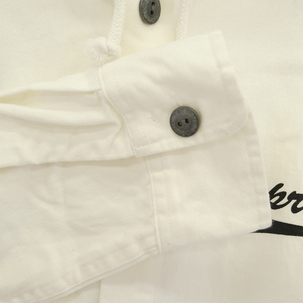 Supreme シュプリーム 17SS Hooded Shirt ロゴ コットン フーデッド 長袖 シャツ ホワイト系 S【中古】