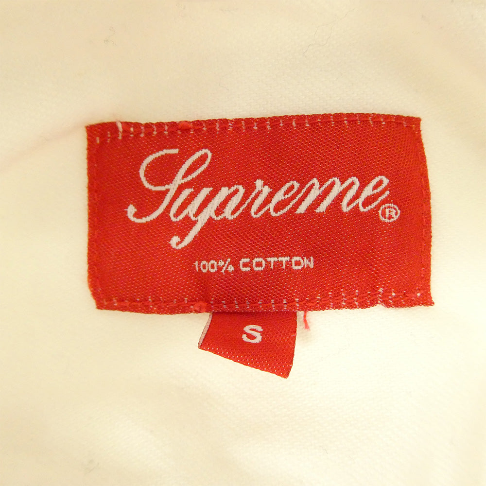 Supreme シュプリーム 17SS Hooded Shirt ロゴ コットン フーデッド 長袖 シャツ ホワイト系 S【中古】