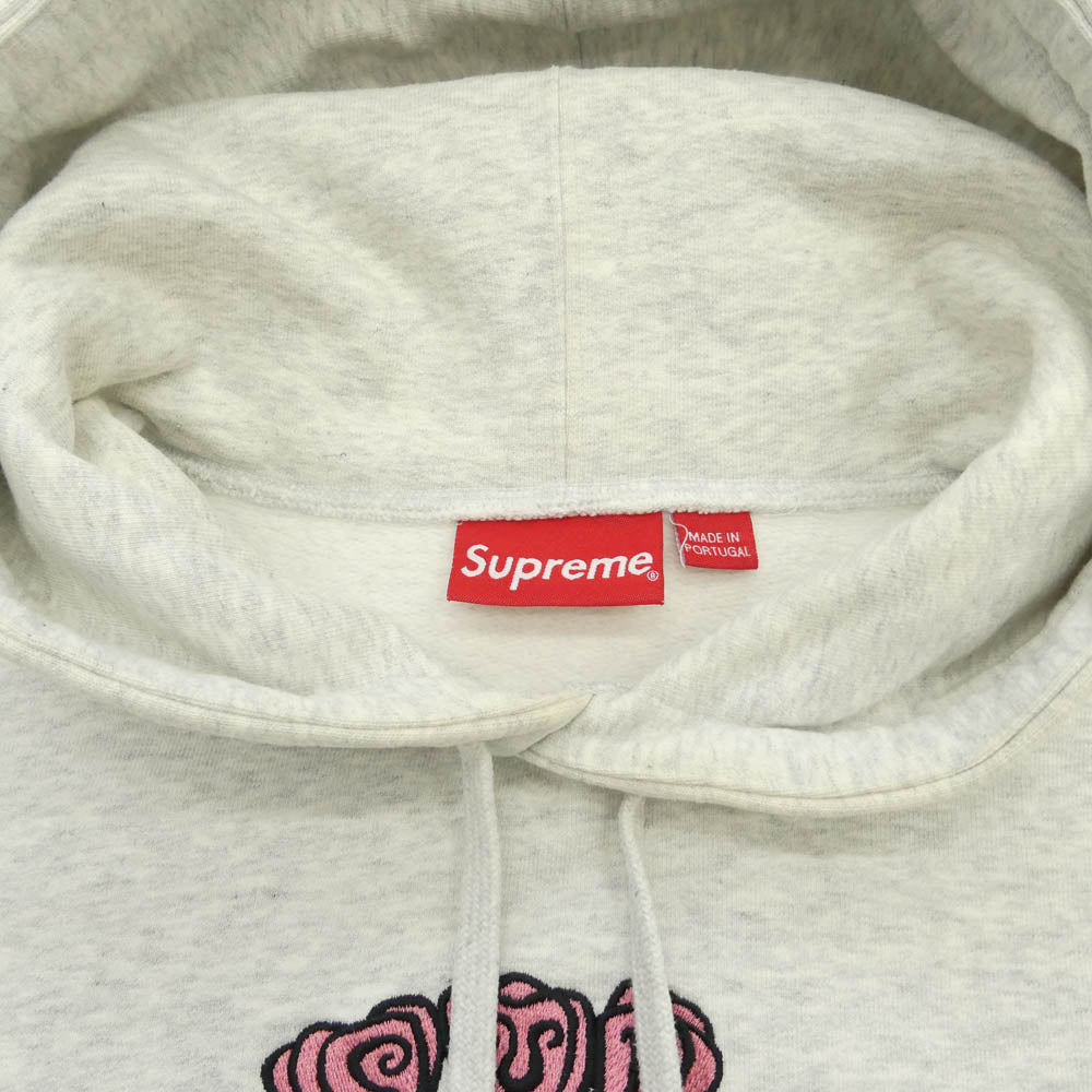 Supreme シュプリーム 18AW Flowers Hooded Sweatshirt フラワー 刺? ロゴ プルオーバー スウェット パーカー グレー系【中古】
