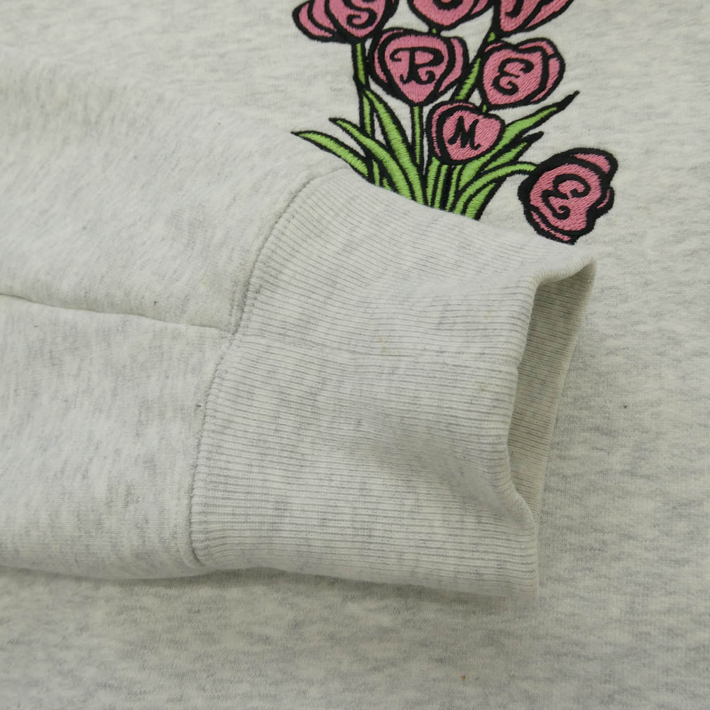 Supreme シュプリーム 18AW Flowers Hooded Sweatshirt フラワー 刺? ロゴ プルオーバー スウェット パーカー グレー系【中古】