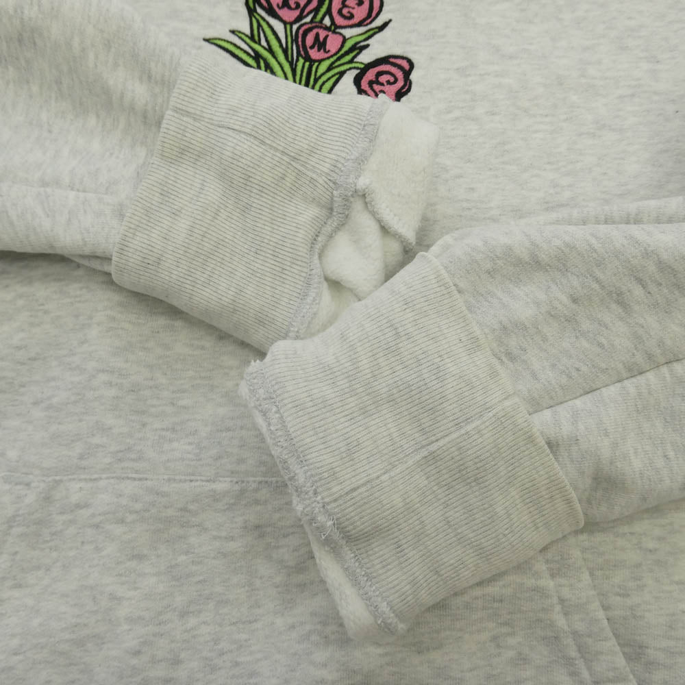 Supreme シュプリーム 18AW Flowers Hooded Sweatshirt フラワー 刺? ロゴ プルオーバー スウェット パーカー グレー系【中古】