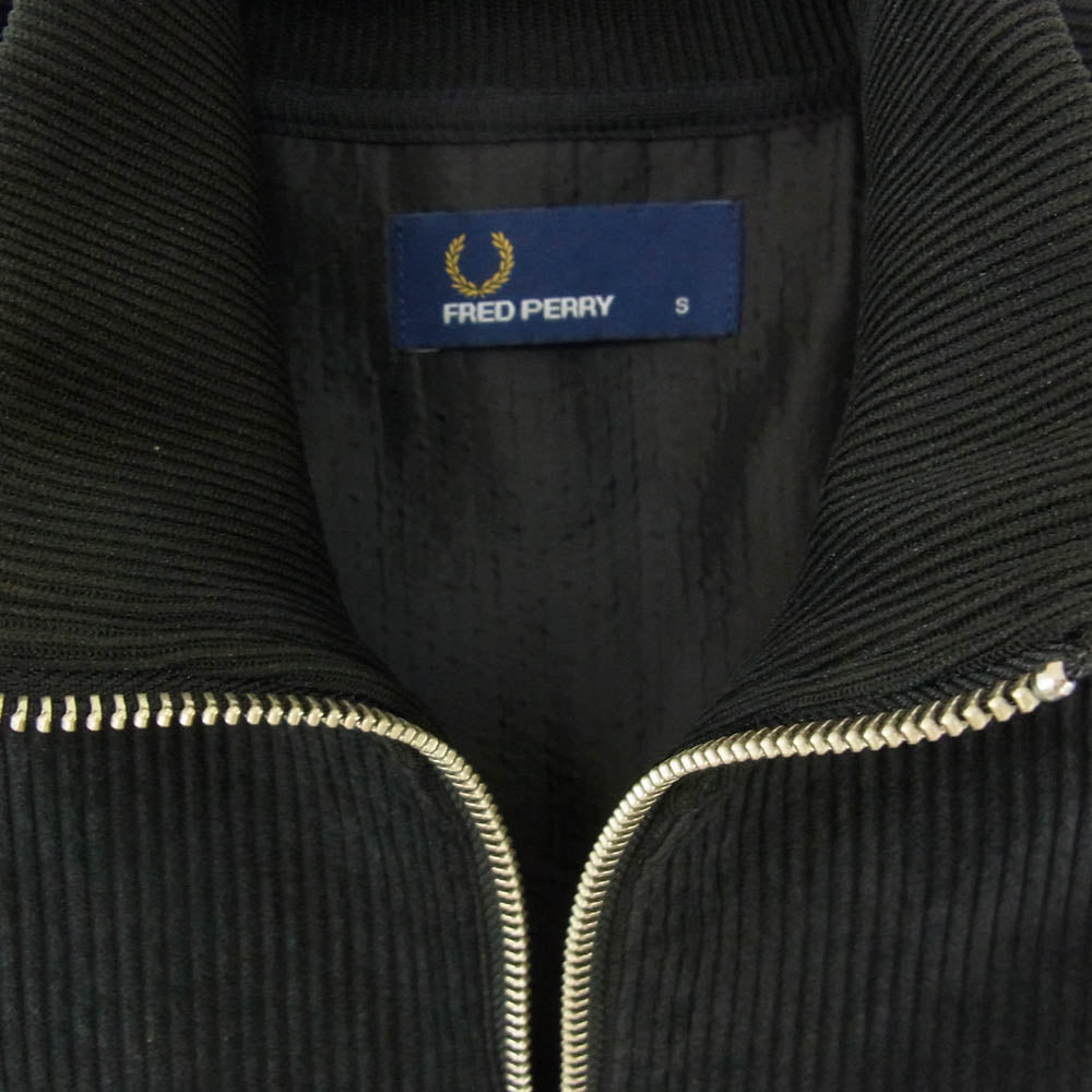 FRED PERRY フレッドペリー F2588 Corduroy Track Jacket コーデュロイ サイドライン トラック ジャケット ブラック系 S【中古】