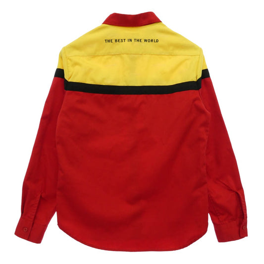 Supreme シュプリーム 17AW Color Blocked Work Shirt カラー ブロック ロゴ 総柄 プリント ワーク 長袖 シャツ レッド系 S【中古】