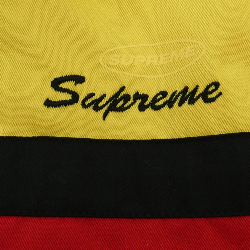 Supreme シュプリーム 17AW Color Blocked Work Shirt カラー ブロック ロゴ 総柄 プリント ワーク 長袖 シャツ レッド系 S【中古】