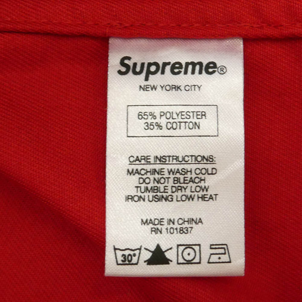 Supreme シュプリーム 17AW Color Blocked Work Shirt カラー ブロック ロゴ 総柄 プリント ワーク 長袖 シャツ レッド系 S【中古】