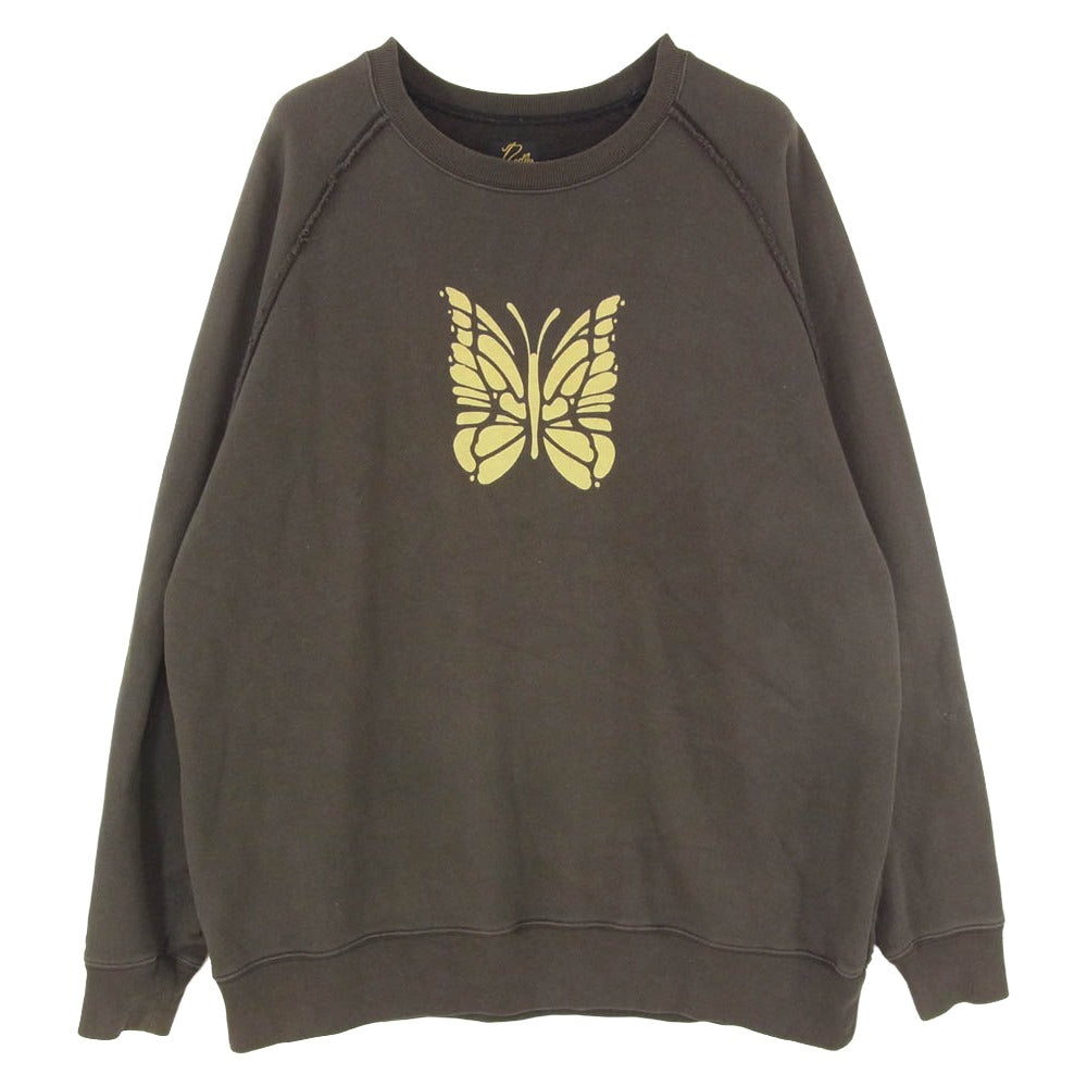 Needles ニードルス 19AW FK219 CREW NECK SWEAT Papillon print パピオン プリント プルオーバー スウェット グリーン系 S【中古】