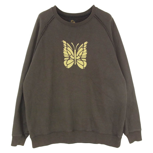 Needles ニードルス 19AW FK219 CREW NECK SWEAT Papillon print パピオン プリント プルオーバー スウェット グリーン系 S【中古】