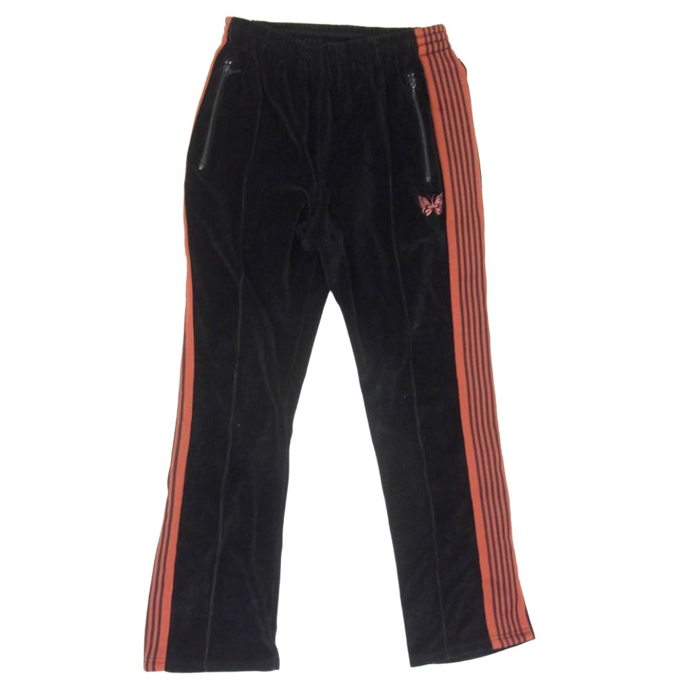 Needles ニードルス 19AW FK198 Narrow Track Pant ベロア サイドライン トラック ロング パンツ ジャージ イージーパンツ ブラック系 S【中古】