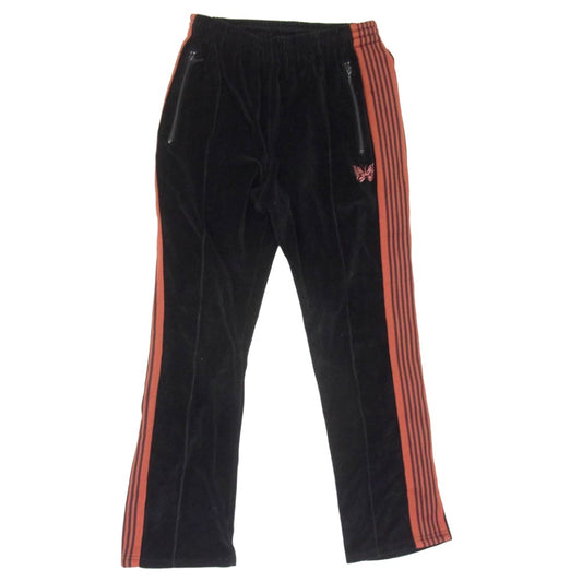 Needles ニードルス 19AW FK198 Narrow Track Pant ベロア サイドライン トラック ロング パンツ ジャージ イージーパンツ ブラック系 S【中古】