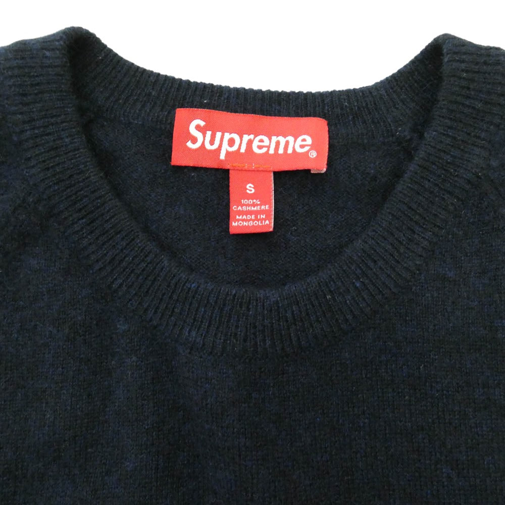 Supreme シュプリーム 17AW Cashmere Sweater カシミア クルーネック セーター ニット ネイビー系 S【中古】