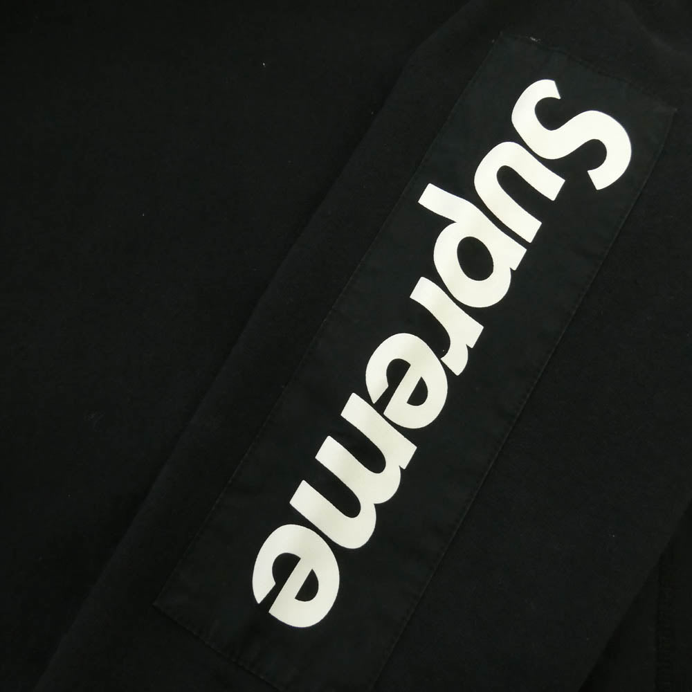 Supreme シュプリーム 17SS Sleeve Patch Hooded Sweatshirt スリーブ パッチ ロゴ プルオーバー スウェット パーカー ブラック系 M【中古】