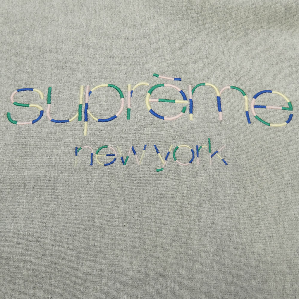 Supreme シュプリーム 17SS Multi Color Classic Logo Hooded Sweatshirt マルチカラー クラシック ロゴ 刺繍 プルオーバー スウェット パーカー グレー系 M【中古】
