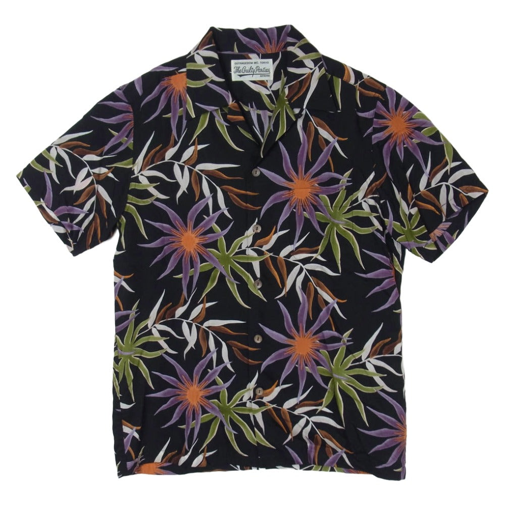 WACKO MARIA ワコマリア 16SS 16SS-WMS-HI02 PRINTED FLOWER S/S HAWAIAN SHIRTS フラワー柄 ハワイアン オープンカラーシャツ 開襟 半袖 シャツ ブラック系 S【中古】