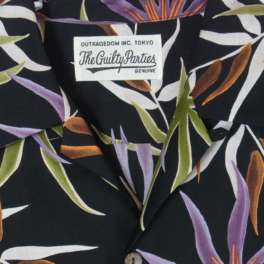 WACKO MARIA ワコマリア 16SS 16SS-WMS-HI02 PRINTED FLOWER S/S HAWAIAN SHIRTS フラワー柄 ハワイアン オープンカラーシャツ 開襟 半袖 シャツ ブラック系 S【中古】