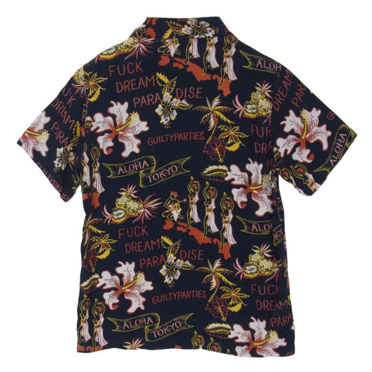WACKO MARIA ワコマリア 17SS FUCK DREAM PARADISE ハワイアン オープンカラーシャツ 開襟 半袖 シャツ ブラック系 S【中古】