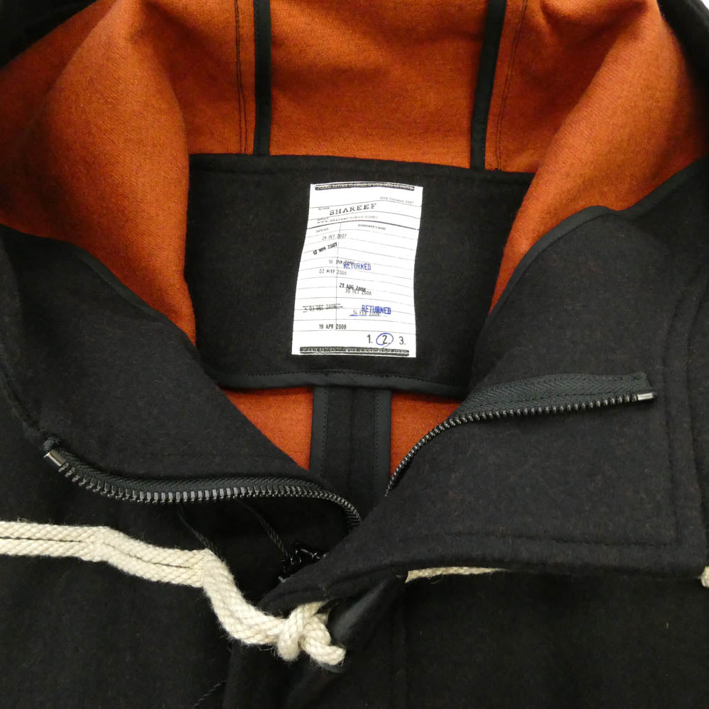 SHAREEF シャリーフ W FACE MELTON DUFFLE COAT ダブルフェイス メルトン フーデッド ダッフルコート ブラック系 オレンジ系 2【極上美品】【中古】