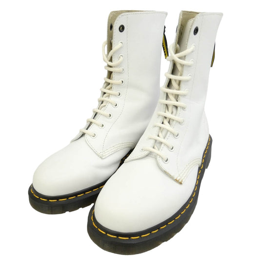Y's Yohji Yamamoto ワイズ ヨウジヤマモト Dr.Martens ドクターマーチン × DR. MARTENS ドクターマーチン Wネーム AW006 10 EYE 10ホール ホワイトレザー ブーツ ホワイト系 UK8【美品】【中古】