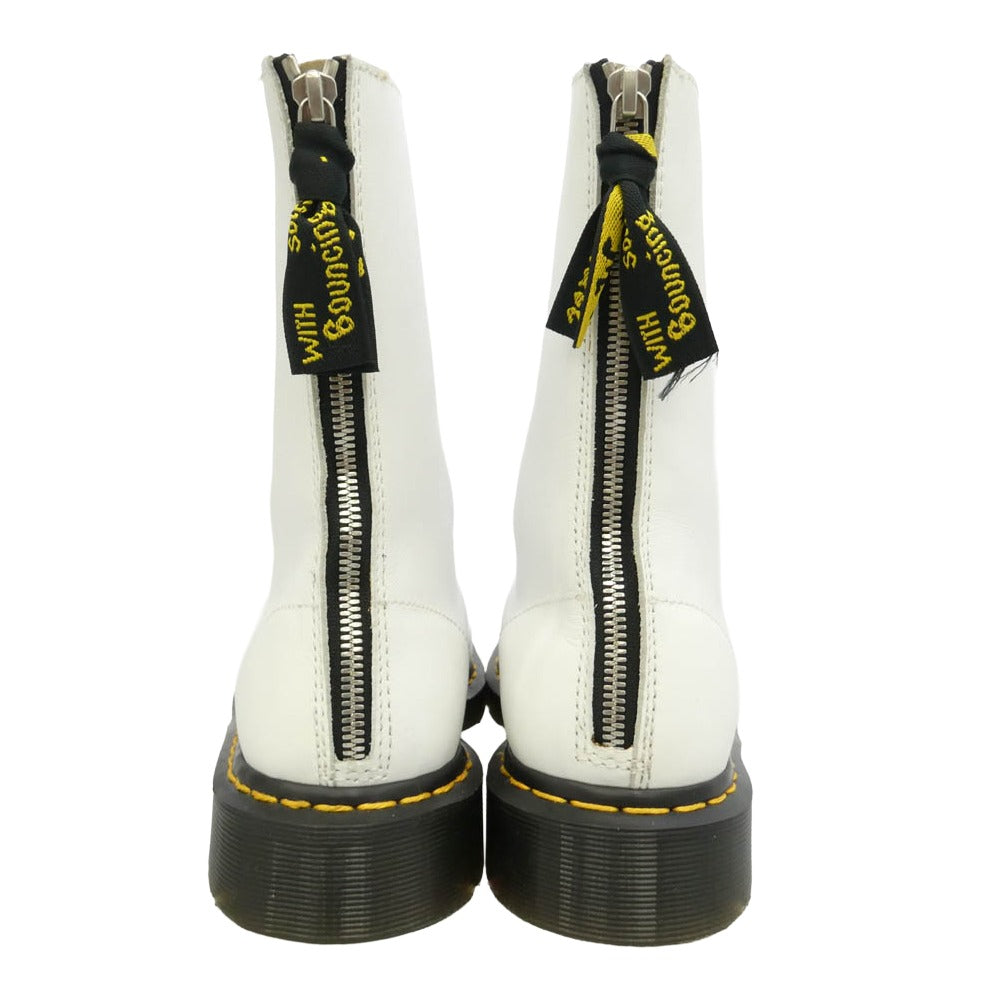 Y's Yohji Yamamoto ワイズ ヨウジヤマモト Dr.Martens ドクターマーチン × DR. MARTENS ドクターマーチン Wネーム AW006 10 EYE 10ホール ホワイトレザー ブーツ ホワイト系 UK8【美品】【中古】