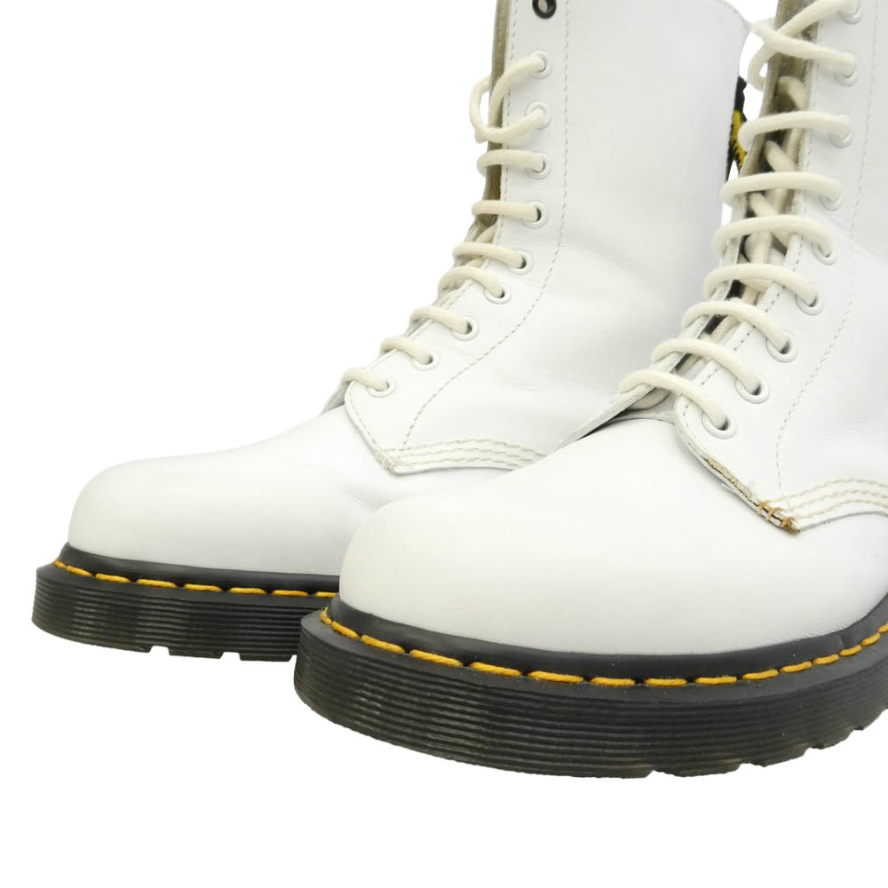Y's Yohji Yamamoto ワイズ ヨウジヤマモト Dr.Martens ドクターマーチン × DR. MARTENS ドクターマーチン Wネーム AW006 10 EYE 10ホール ホワイトレザー ブーツ ホワイト系 UK8【美品】【中古】