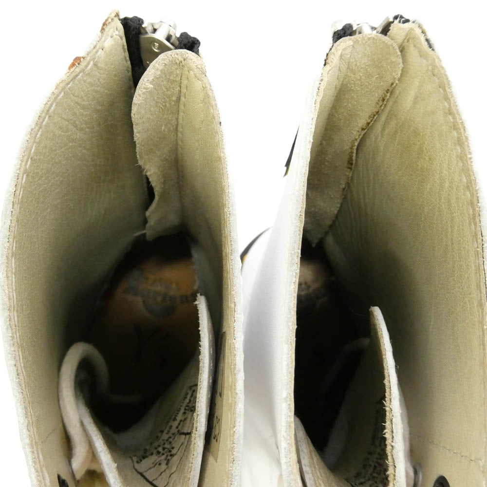 Y's Yohji Yamamoto ワイズ ヨウジヤマモト Dr.Martens ドクターマーチン × DR. MARTENS ドクターマーチン Wネーム AW006 10 EYE 10ホール ホワイトレザー ブーツ ホワイト系 UK8【美品】【中古】