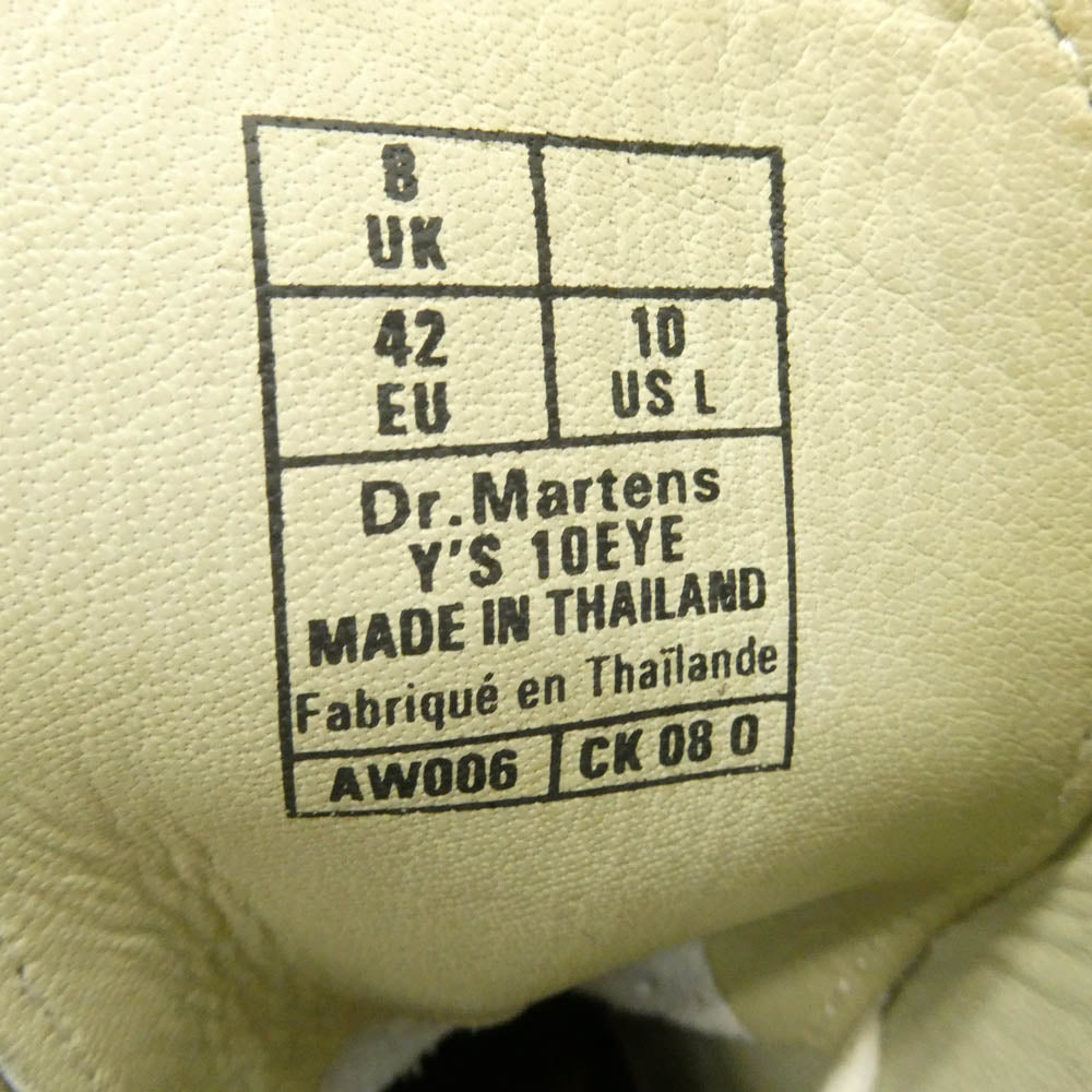 Y's Yohji Yamamoto ワイズ ヨウジヤマモト Dr.Martens ドクターマーチン × DR. MARTENS ドクターマーチン Wネーム AW006 10 EYE 10ホール ホワイトレザー ブーツ ホワイト系 UK8【美品】【中古】