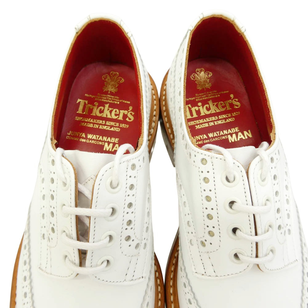 JUNYA WATANABE COMME des GARCONS MAN ジュンヤワタナベコムデギャルソンマン Tricker's トリッカーズ × Tricker's トリッカーズ 英国製 BOURTON whitecalf Derby Wネーム バートン ホワイトカーフ ウイングチップ シューズ ホワイト系 7【極上美品】【中古】