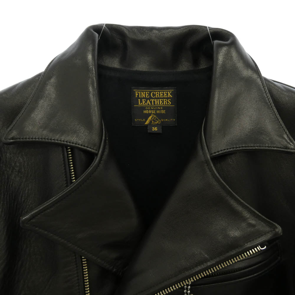 FINE CREEK LEATHERS ファインクリークレザー Nowk ノーク フルベジタブルタンニン鞣し レザー ダブルライダース ジャケット ブラック系 36【極上美品】【中古】